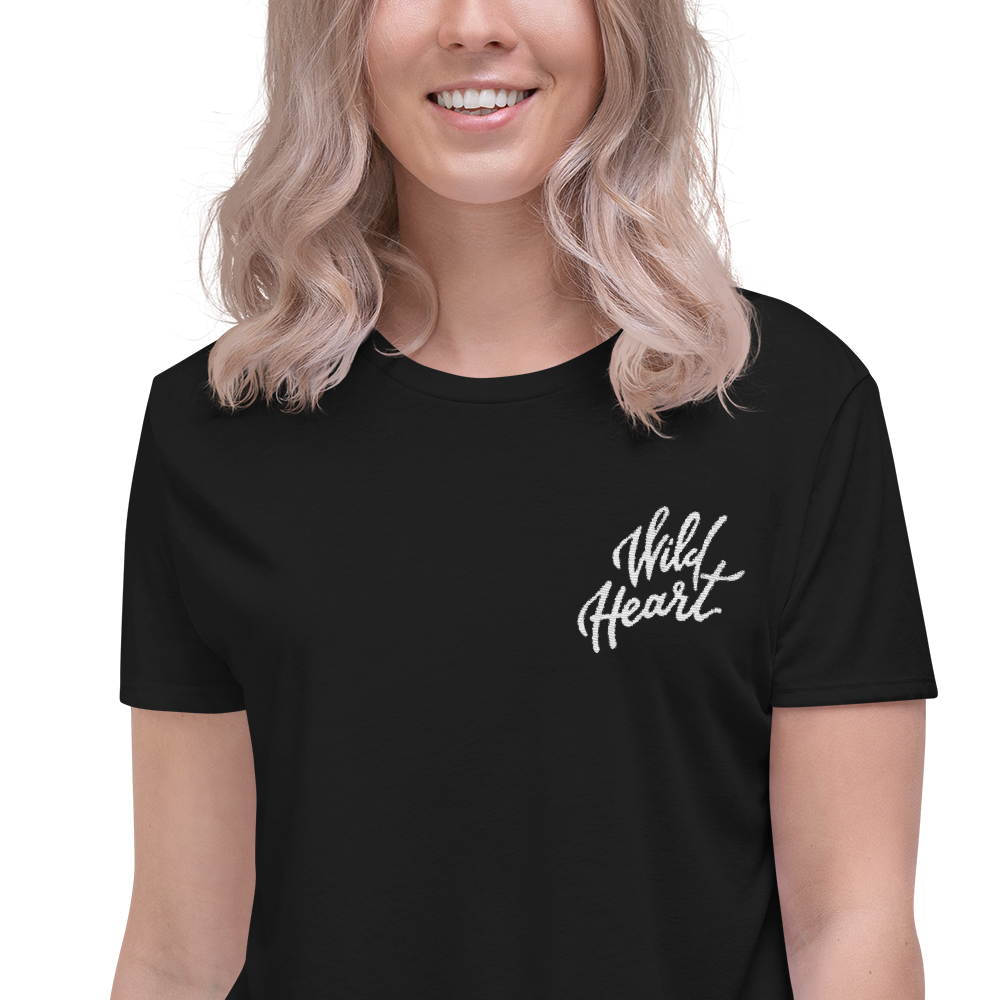 Wild Heart Embroidered Crop Top // Black, Women's Embroidered Crop Top, Standard Lifewear, Standard Lifewear Standard Lifewear outdoor adventure apparel