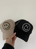 Smiley FL Foam Trucker Hat // Khaki w/Dark Print