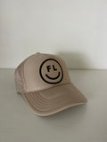 Smiley FL Foam Trucker Hat // Khaki w/Dark Print