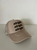Alright Alright Alright Foam Trucker Hat // Khaki w/Dark Print
