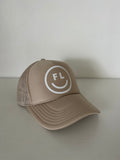 Smiley FL Foam Trucker Hat // Khaki w/Light Print