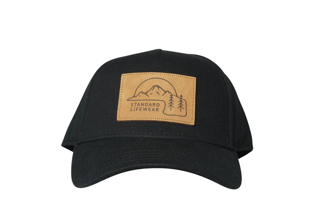 Classic Leather Patch Snapback // Black, Hat, Standard Lifewear, Standard Lifewear Standard Lifewear outdoor adventure apparel